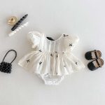 【66-90cm】ロンパース リボン付き パフスリーブ 可愛い 女の子 - 画像 (3)