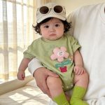 【66-90cm】ロンパース フラワーグリーン 可愛い ベビー服 - 画像 (10)