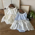 【66-90cm】スカート風 ロンパース ベビー女の子 レース - 画像 (8)