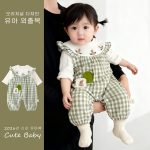 【66-90cm】オールインワン グリーン チェック ウサギ 可愛いベビー服 - 画像 (5)