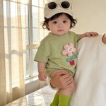 【66-90cm】ロンパース フラワーグリーン 可愛い ベビー服 - 画像 (5)
