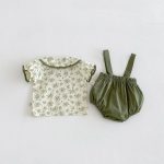 【66-100cm】二点セット シャツ＆サロペット フラワー 可愛い - 画像 (5)