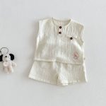 【73-110cm】セットアップ ペット柄 ノースリーブ 着心地良い 子供服 - 画像 (4)