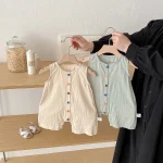 【66-90cm】ロンパース ベビーノースリーブ カラフル