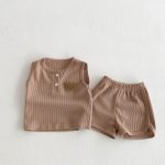 【66-100cm】セットアップ クマ柄 ワッフル ノースリーブ 着心地良い - 画像 (6)