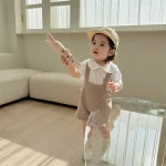 【73-100cm】サロペット ショートパンツ ベビー 韓国風 シンプル - 画像 (6)