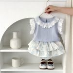 【66-100cm】セットアップ ブルーシャツ＆ブルマレース