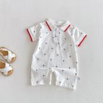 【66-90cm】ロンパース 総柄POLO シンプル ベビー服 - 画像 (2)