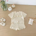 【73-110cm】セットアップ ベビー 女の子フラワー透かし編み - 画像 (3)