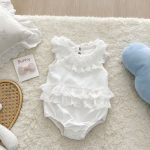【66-90cm】ロンパース ホワイト レース ノースリーブ ベビー服 - 画像 (3)