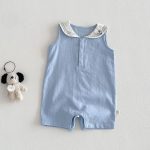 【66-90cm】ロンパース セーラー 無地 シンプル 着心地良い ベビー服