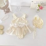 【73-100cm】水着 クリーム フラワー スイムウェア - 画像 (5)