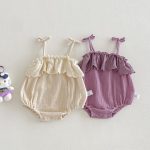 【66-90cm】キャミロンパース ふわふわ シンプル ベビー服