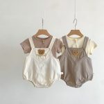 【66-90cm】セットアップ 熊さん 可愛い サロペット＆Ｔシャツ - 画像 (3)