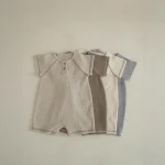 【66-90cm】ロンパース ベビー 半袖 前向き ボタン付き - 画像 (2)