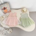 【66-90cm】ロンパース ノースリーブ 無地 女の子 可愛い - 画像 (3)