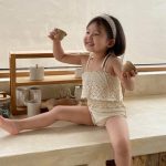 【80-130cm】水着 透かし彫りデザイン ストラップ スイムウェア - 画像 (11)