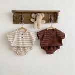 【66-100cm】セットアップ ベビー 韓国風 ボーダーワッフル - 画像 (8)