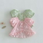 【73-120cm】トップス パフスリーブ ストライプ 可愛い おしゃれ 女の子