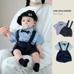 【73-110cm】セットアップ シャツ＆サロペット フォーマル - 画像 (2)