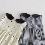 【66-90cm】ロンパース ベビー 丸襟 チェック or ドット柄 - 画像 (12)