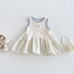 【73-110cm】ワンピース ブルー ドット シンプル 可愛い 女の子 - 画像 (2)
