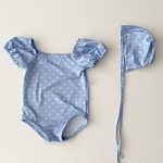 【66-100cm】水着 チェック ハート ドット スイムウェア&帽子 - 画像 (10)