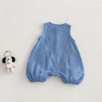 【66-90cm】サロペット ポケット付き ブルー シンプル 可愛い - 画像 (4)