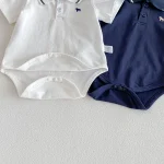 【66-90cm】ロンパース ベビー 半袖 ポロデザイン シンプル - 画像 (11)