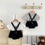 【66-90cm】サロペットorTシャツ カジュアル シンプル 赤ちゃん服 - 画像 (3)