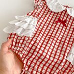 【66-90cm】ロンパース レッド チェック 可愛い おしゃれ ベビー服 - 画像 (14)