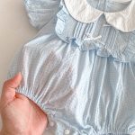 【66-90cm】ロンパース リボン付き ブルー 可愛い 女の子 - 画像 (8)