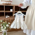 【73-110cm】ワンピース ブルー ドット シンプル 可愛い 女の子 - 画像 (4)