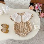 【66-90cm】ロンパース ビッグ襟 花柄 おしゃれ ベビー服 - 画像 (5)