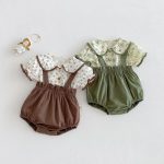 【66-100cm】二点セット シャツ＆サロペット フラワー 可愛い - 画像 (7)