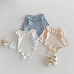 【66-90cm】　ロンパース 柔らか フリル襟 ベビー服 - 画像 (2)