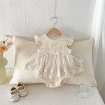 【66-90cm】ロンパース ベビー おしゃれ 肩フリル レース - 画像 (8)