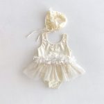 【73-100cm】水着 クリーム フラワー スイムウェア - 画像 (4)