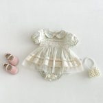 【66-90cm】ロンパース グリーン 花 プリンセス おしゃれ 女の子 - 画像 (2)