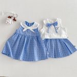 【73-120cm】ワンピースorシャツorスカート 可愛い ブルー チェック - 画像 (2)