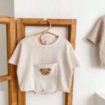 【66-90cm】ロンパース クマ柄 ポケット付き 半袖 ベビー服 - 画像 (15)