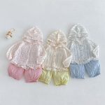 【73-110cm】カーディガン 小花柄 可愛い フード付き - 画像 (13)