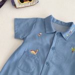 【66-90cm】デニムロンパース 恐竜刺繡 肌に優しい ベビー服 - 画像 (10)