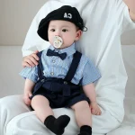【73-110cm】セットアップ シャツ＆サロペット フォーマル - 画像 (7)