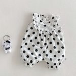 【66-90cm】ロンパース ノースリーブ ドット 可愛い ベビー服