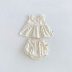 【73-110cm】セットアップ リボン付き レース トップス＆ブルマ - 画像 (4)