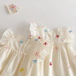 【66-110cm】ロンパースorワンピースフリル蝶結び柄 姉妹服 - 画像 (9)