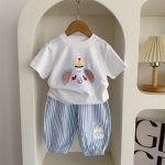 【80-120cm】セットアップ ゾウ柄 シャツ＆ストライプパンツ - 画像 (10)