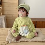 【66-90cm】ロンパース ゾウ柄 グリーン 可愛い 肌触り良い ベビー服 - 画像 (7)