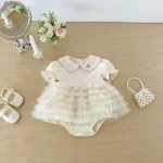 【66-90cm】ロンパース ベビー 女の子 丸襟 レース - 画像 (9)